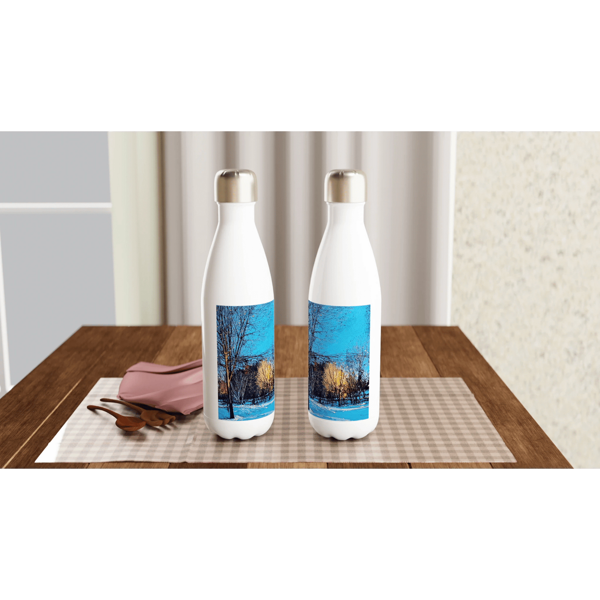 Before and after - White 17oz Stainless Steel Water Bottle - eduardgurevich
