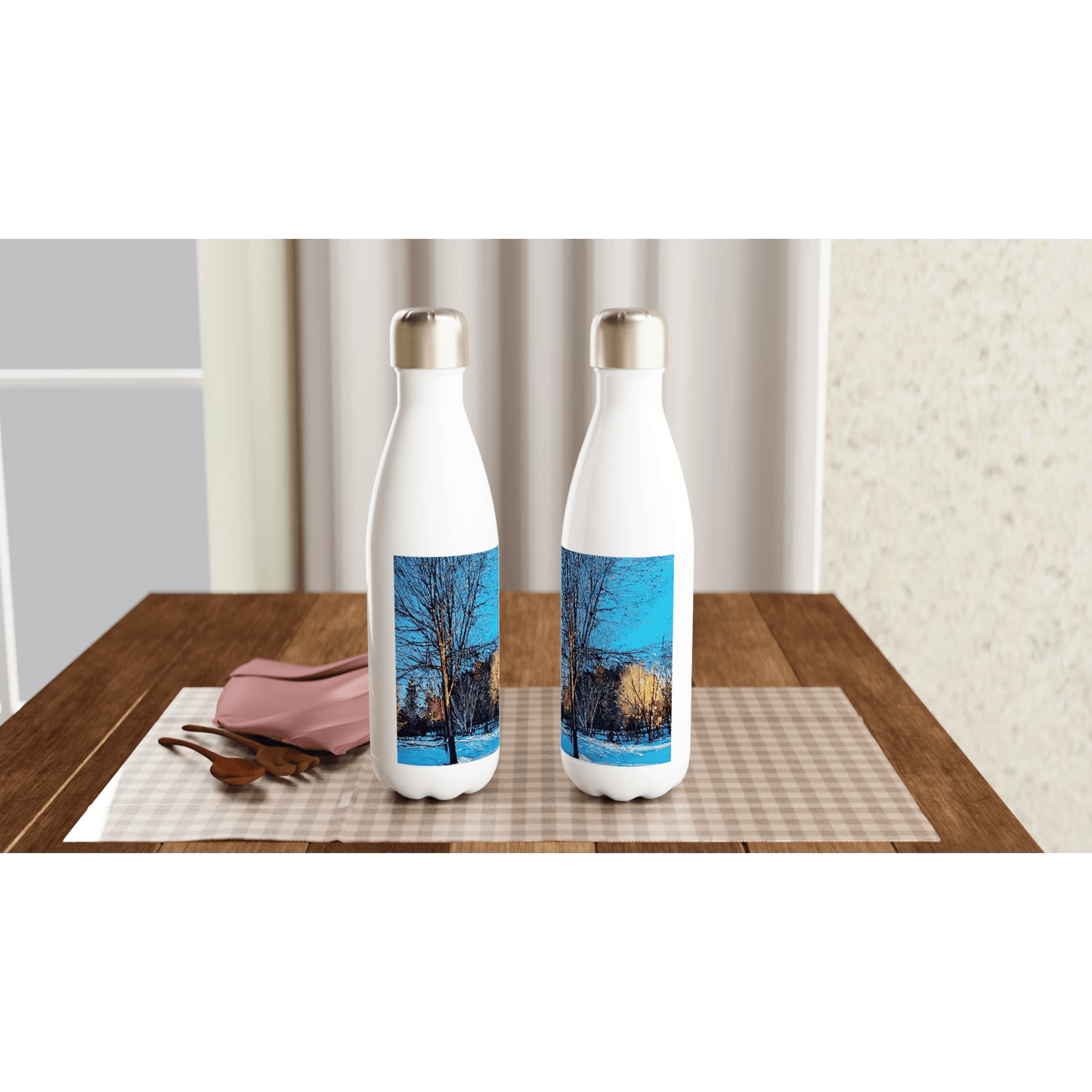 Before and after - White 17oz Stainless Steel Water Bottle - eduardgurevich