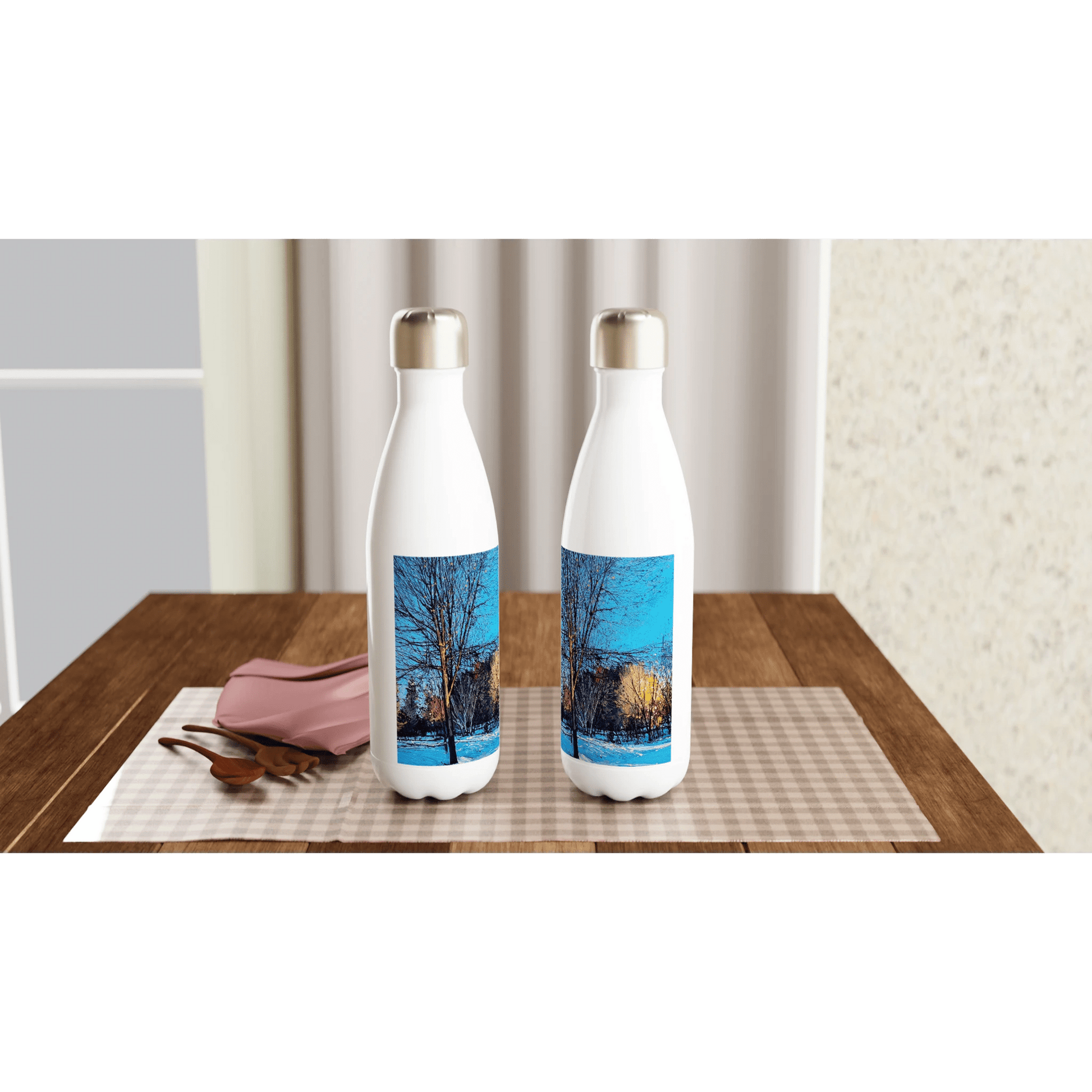 Before and after - White 17oz Stainless Steel Water Bottle - eduardgurevich