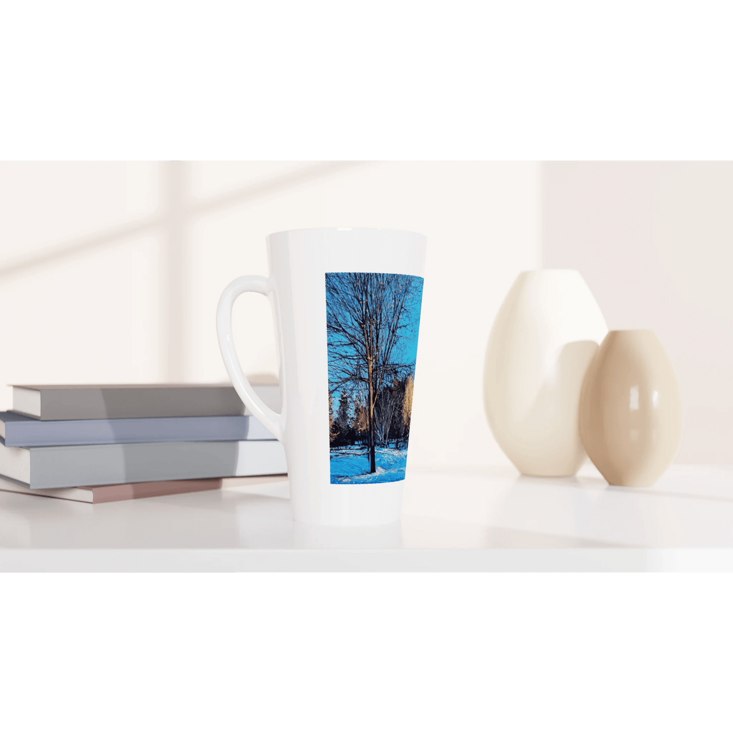 Before and after - White Latte 17oz Ceramic Mug - eduardgurevich