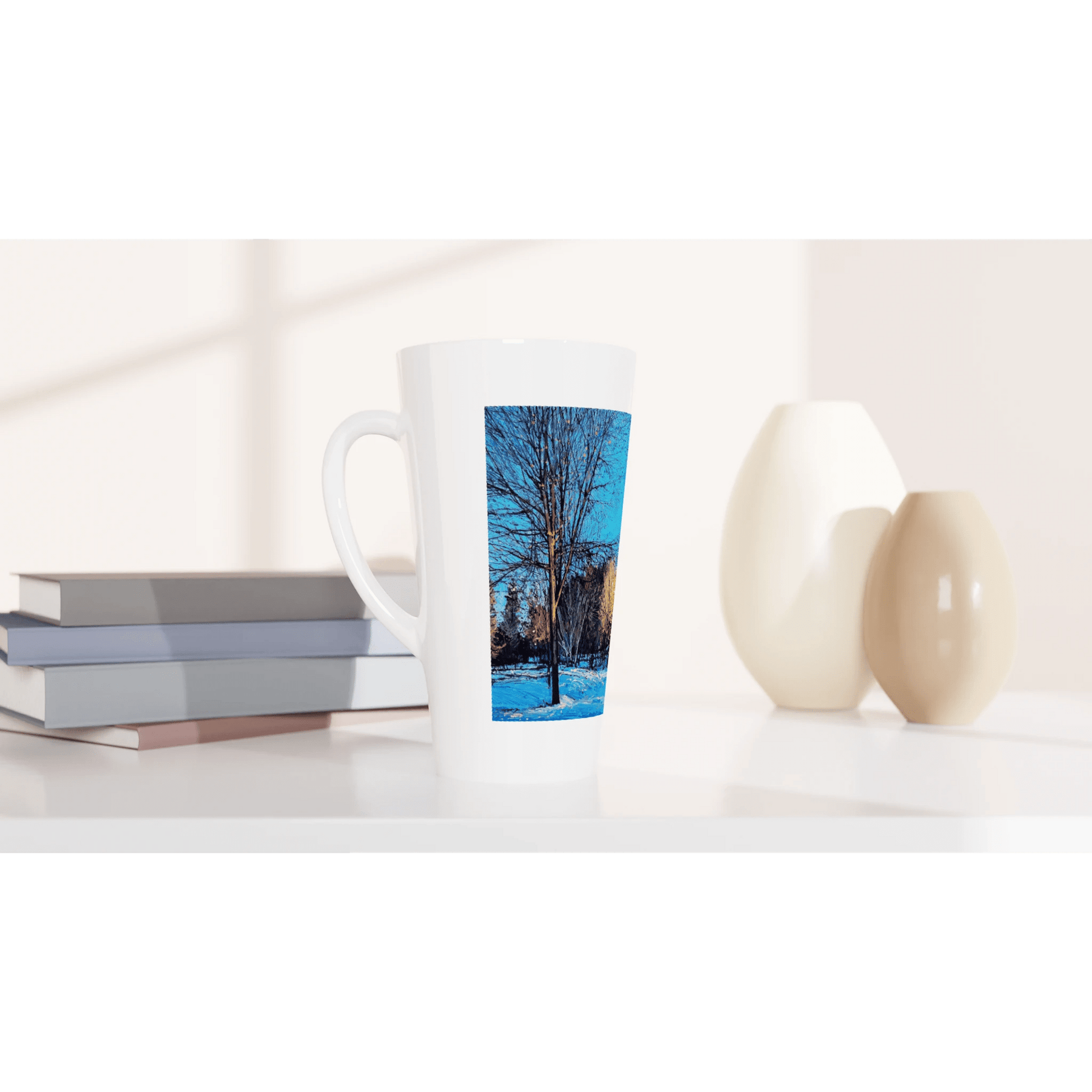 Before and after - White Latte 17oz Ceramic Mug - eduardgurevich