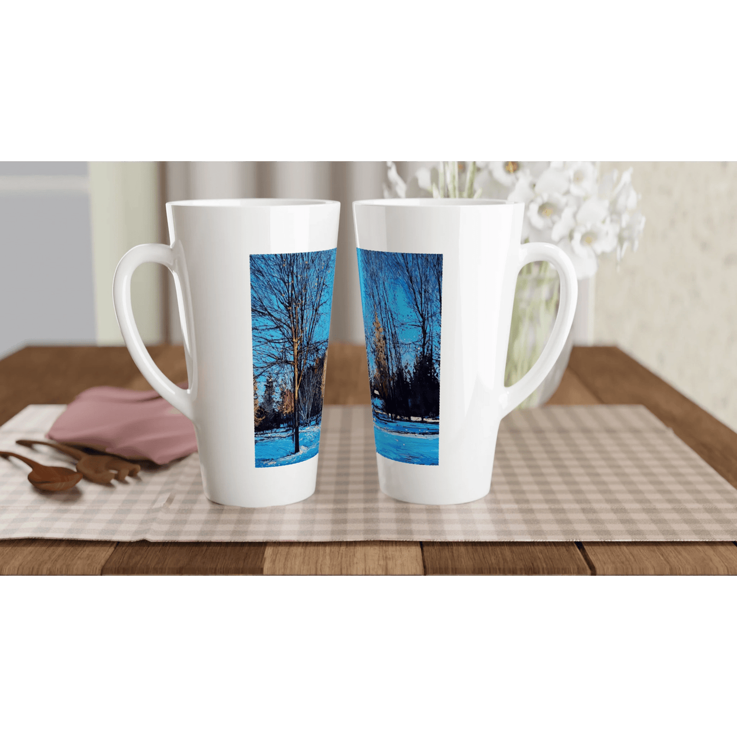 Before and after - White Latte 17oz Ceramic Mug - eduardgurevich