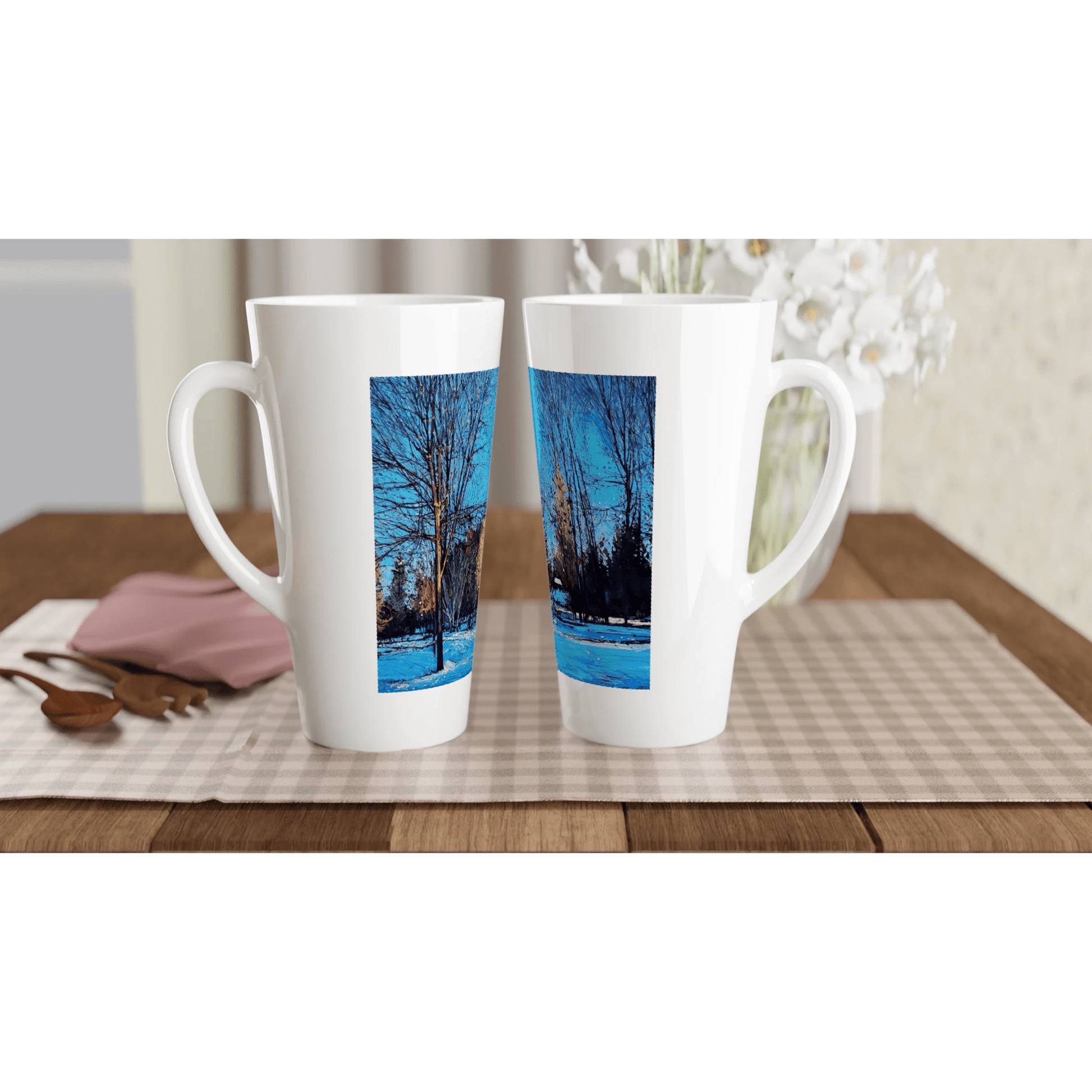 Before and after - White Latte 17oz Ceramic Mug - eduardgurevich