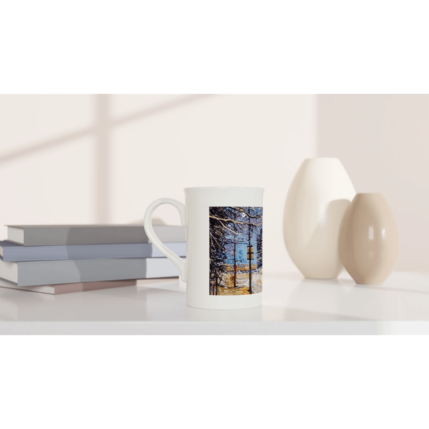 Busy streets - White 10oz Porcelain Slim Mug - eduardgurevich