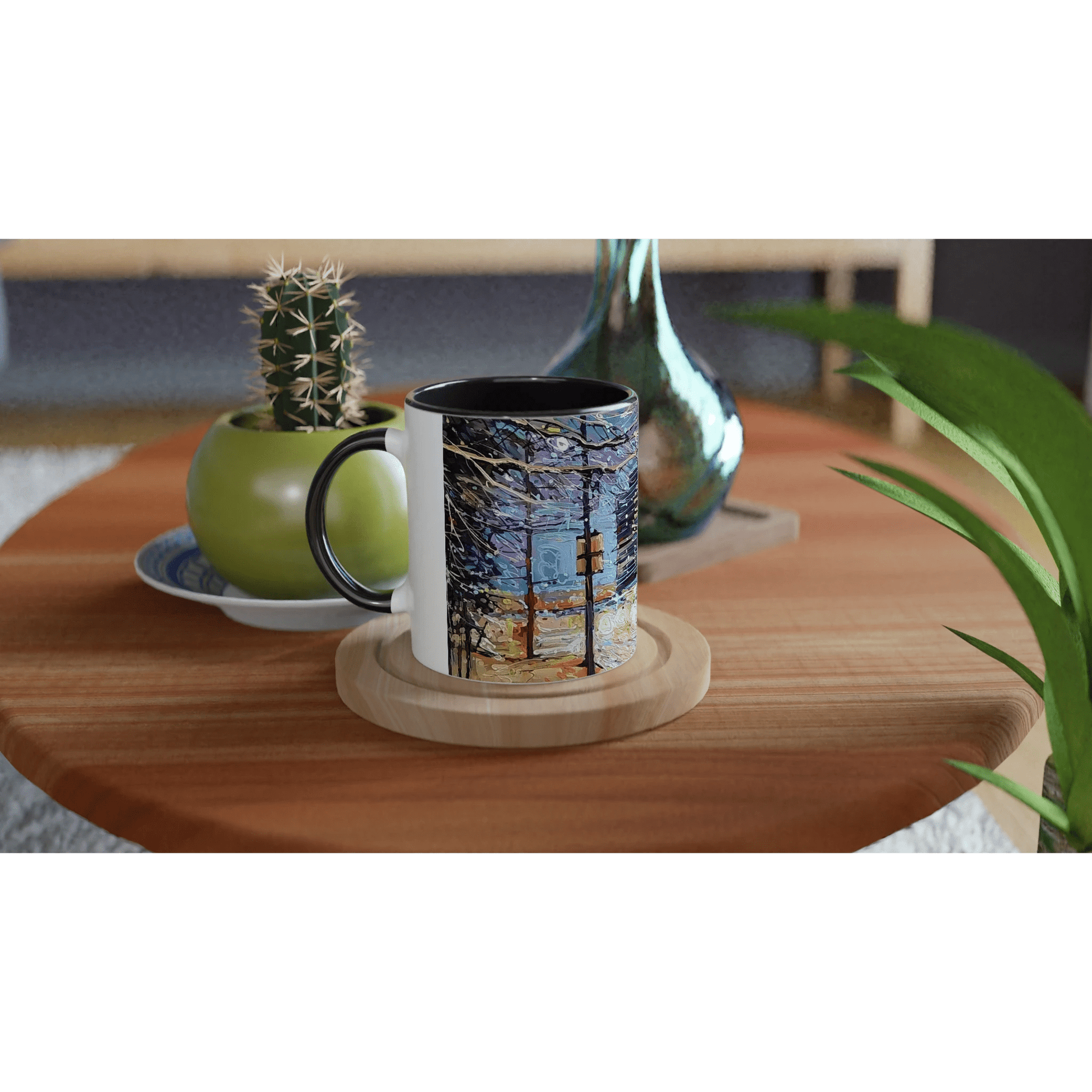 Busy streets - White 11oz Ceramic Mug with Color Inside - eduardgurevich
