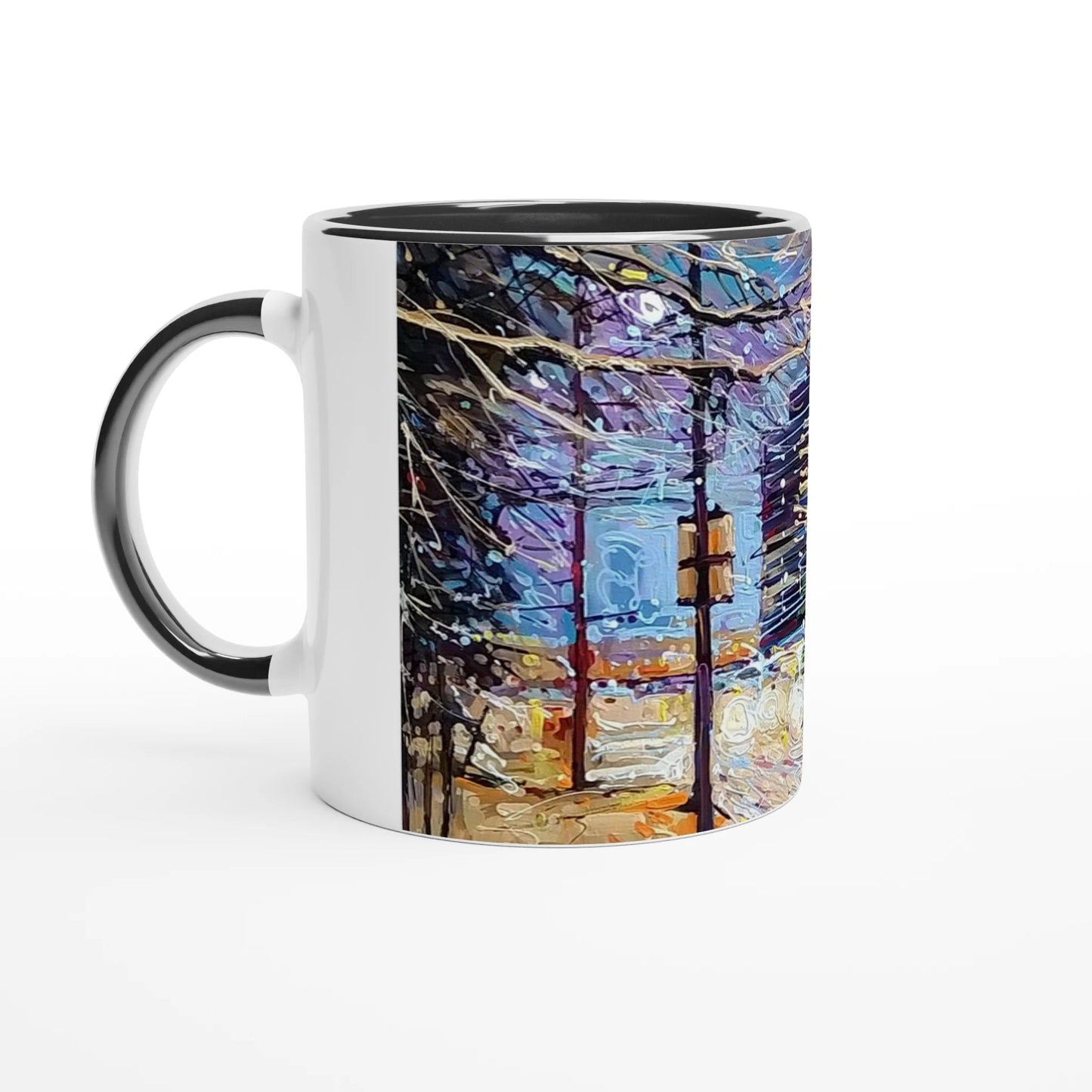 Busy streets - White 11oz Ceramic Mug with Color Inside - eduardgurevich