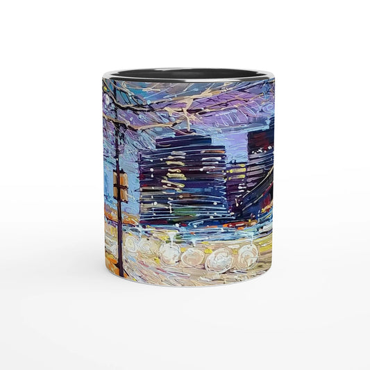 Busy streets - White 11oz Ceramic Mug with Color Inside - eduardgurevich