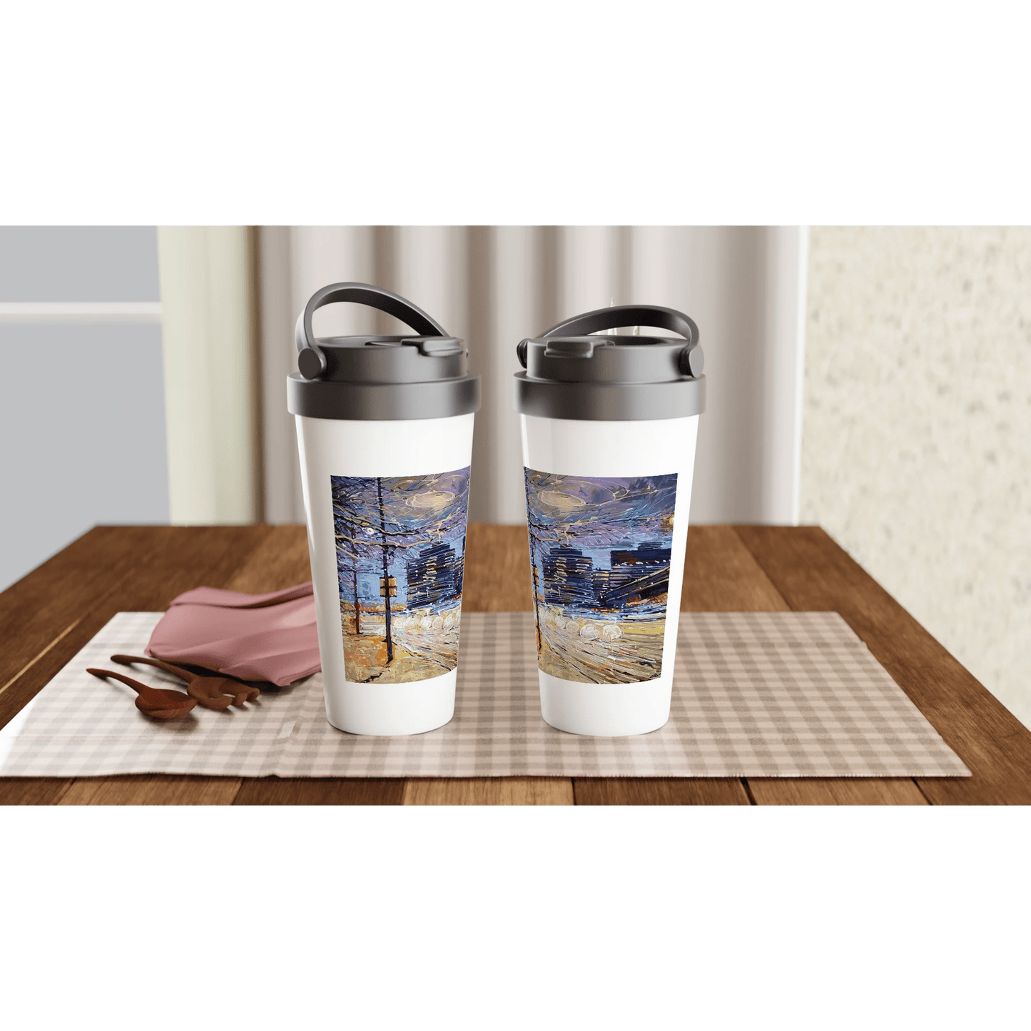 Busy streets - White 15oz Stainless Steel Travel Mug - eduardgurevich