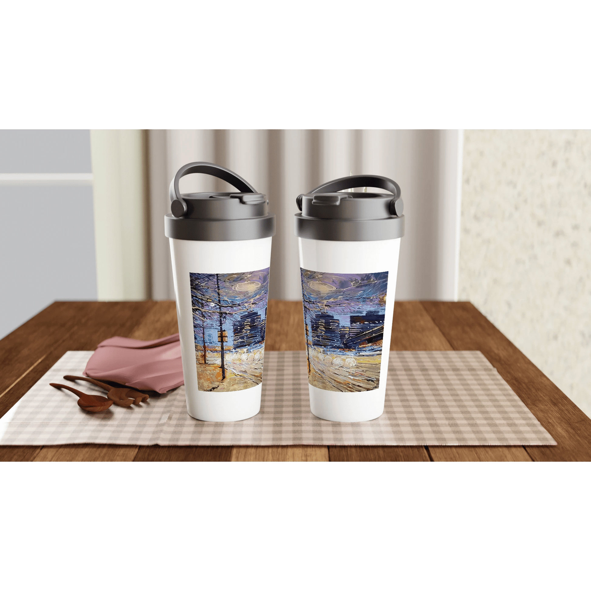 Busy streets - White 15oz Stainless Steel Travel Mug - eduardgurevich