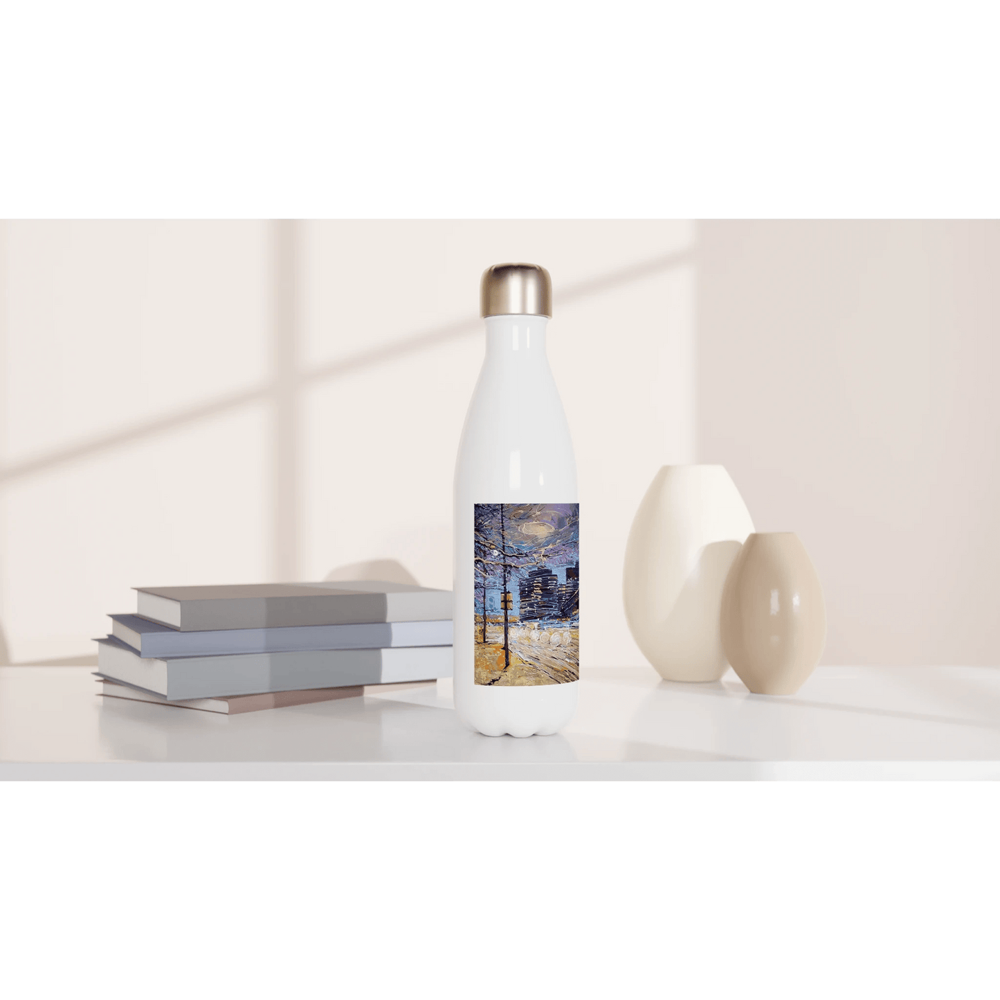 Busy streets - White 17oz Stainless Steel Water Bottle - eduardgurevich