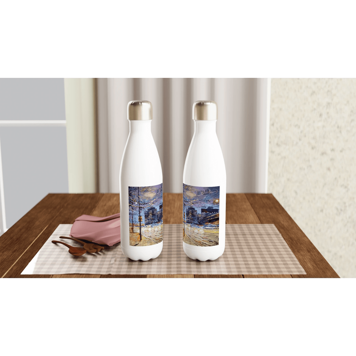 Busy streets - White 17oz Stainless Steel Water Bottle - eduardgurevich
