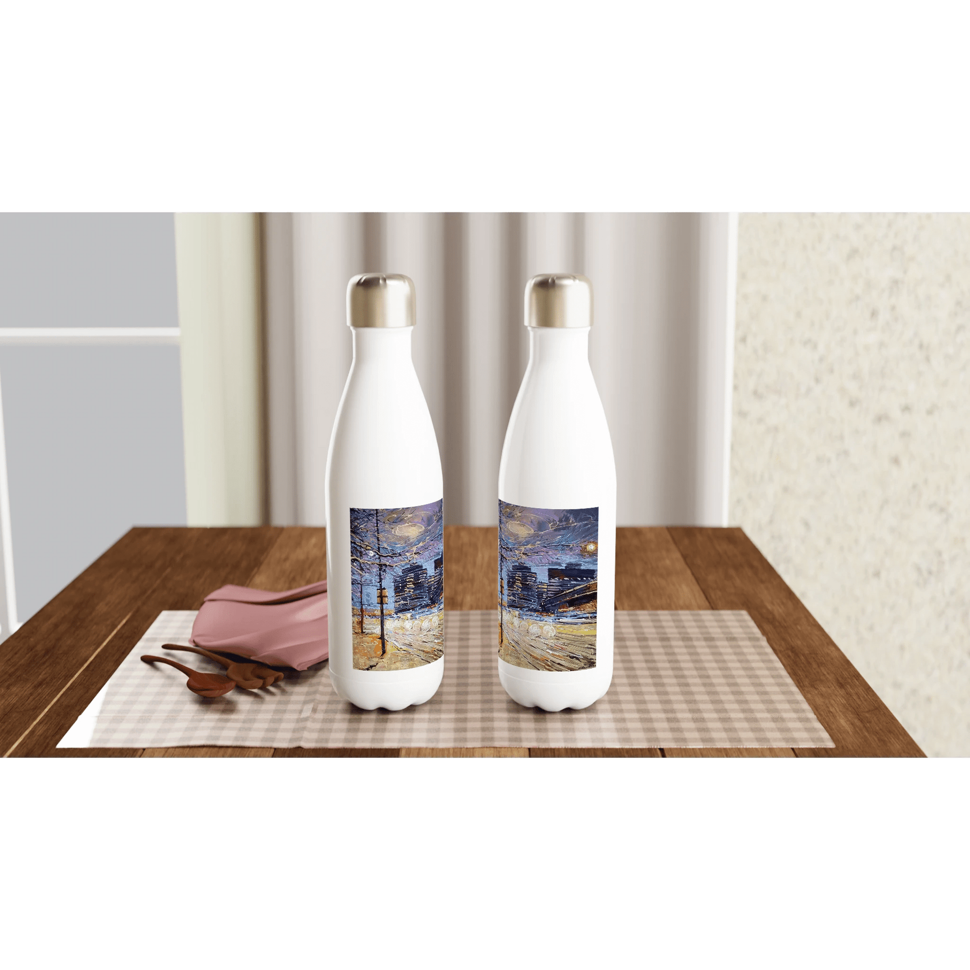 Busy streets - White 17oz Stainless Steel Water Bottle - eduardgurevich