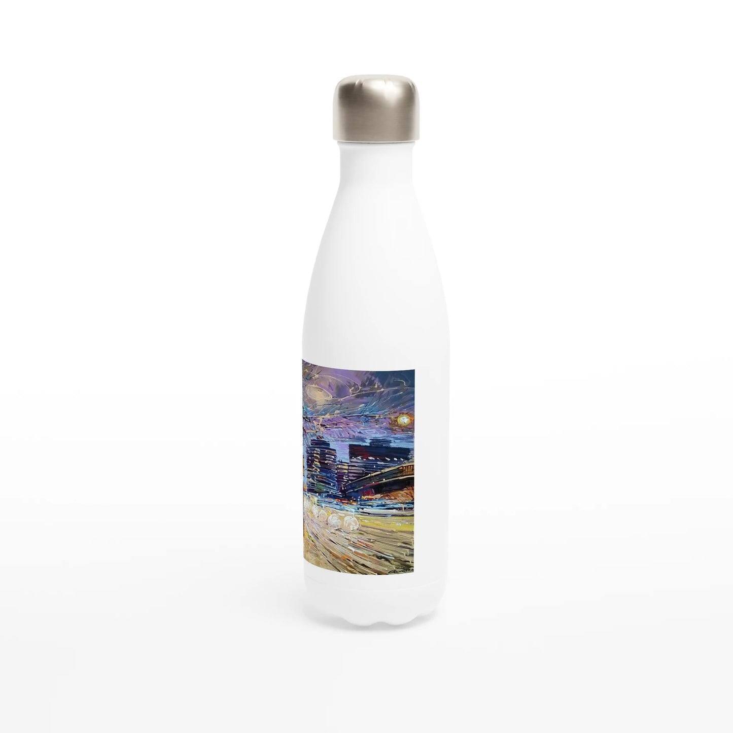Busy streets - White 17oz Stainless Steel Water Bottle - eduardgurevich
