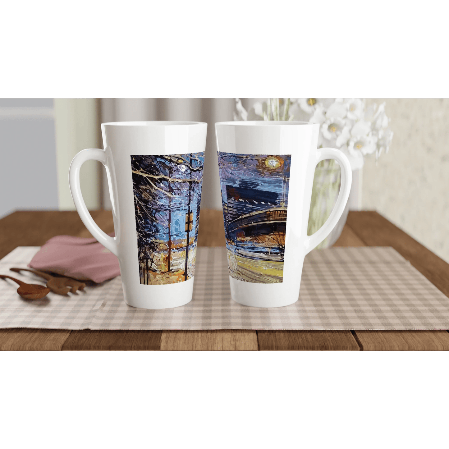 Busy streets - White Latte 17oz Ceramic Mug - eduardgurevich