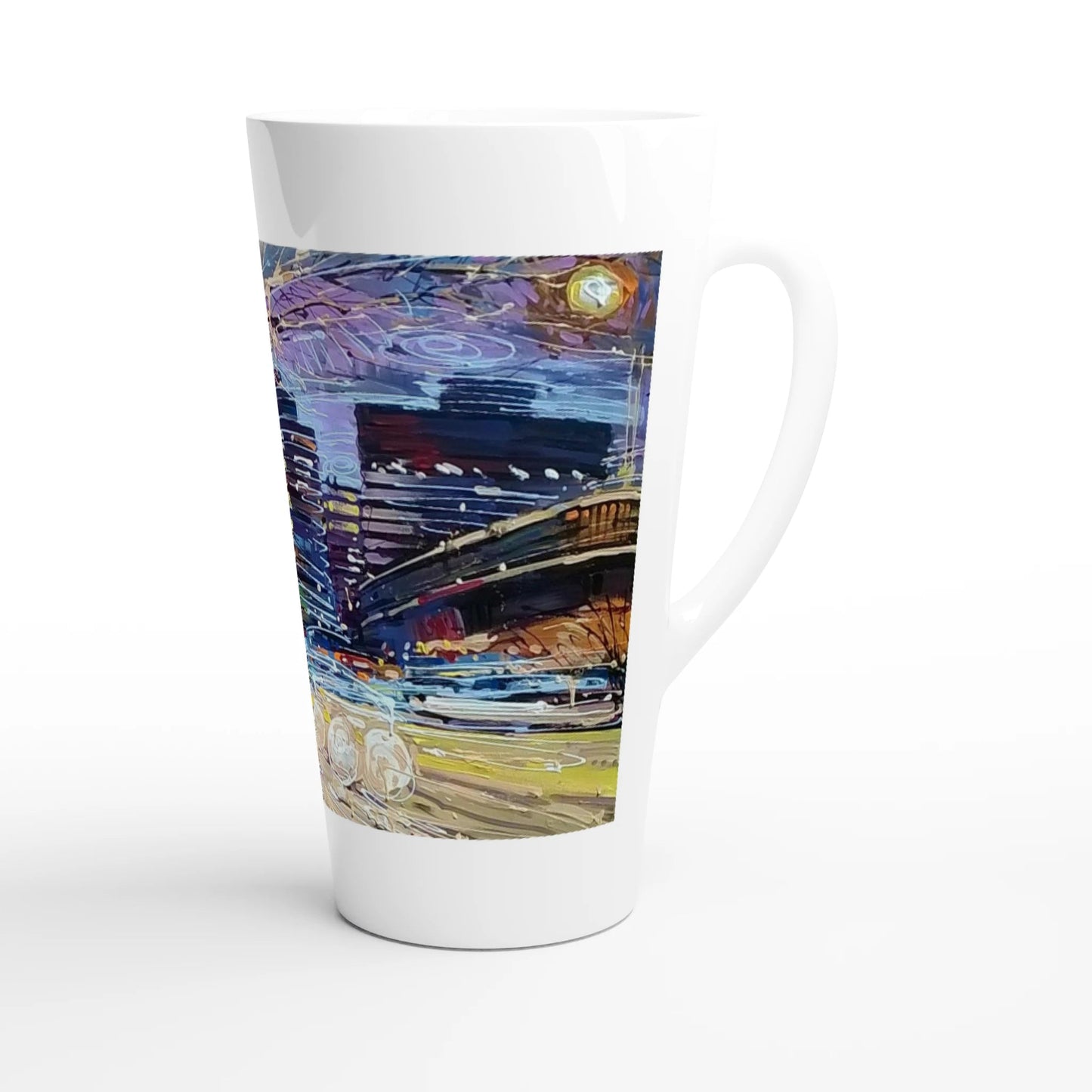 Busy streets - White Latte 17oz Ceramic Mug - eduardgurevich
