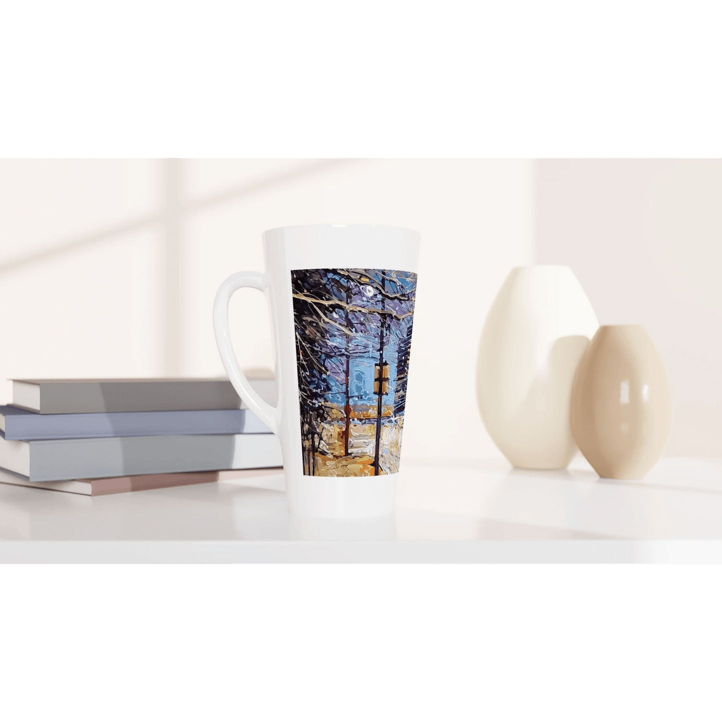 Busy streets - White Latte 17oz Ceramic Mug - eduardgurevich