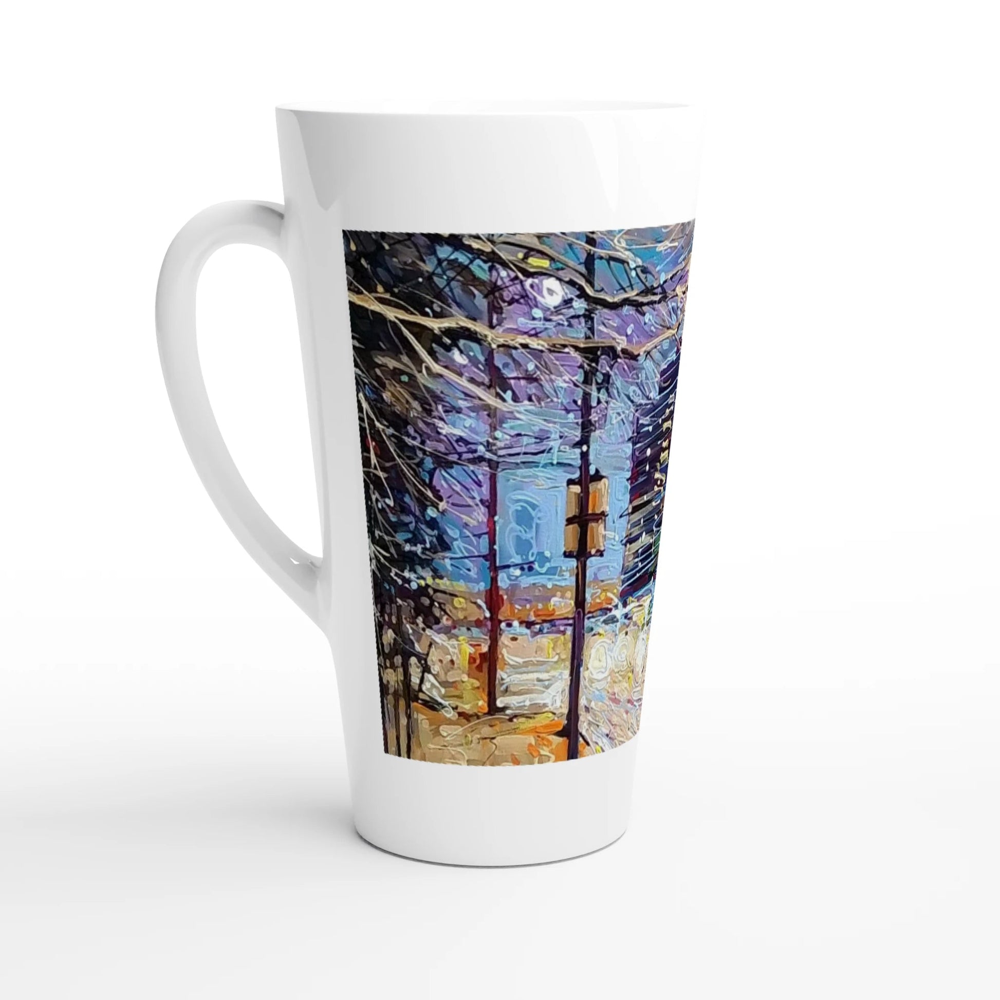 Busy streets - White Latte 17oz Ceramic Mug - eduardgurevich