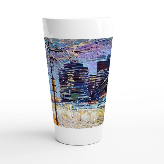 Busy streets - White Latte 17oz Ceramic Mug - eduardgurevich