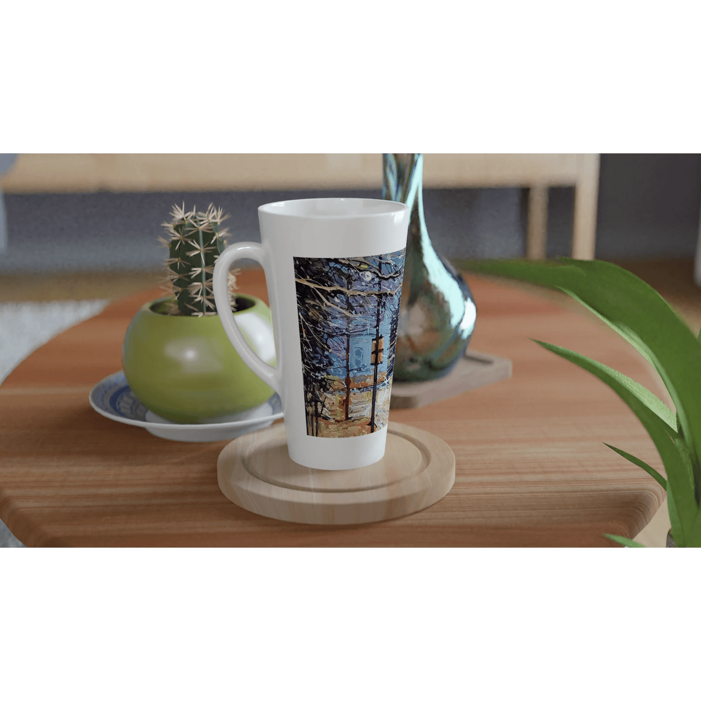 Busy streets - White Latte 17oz Ceramic Mug - eduardgurevich