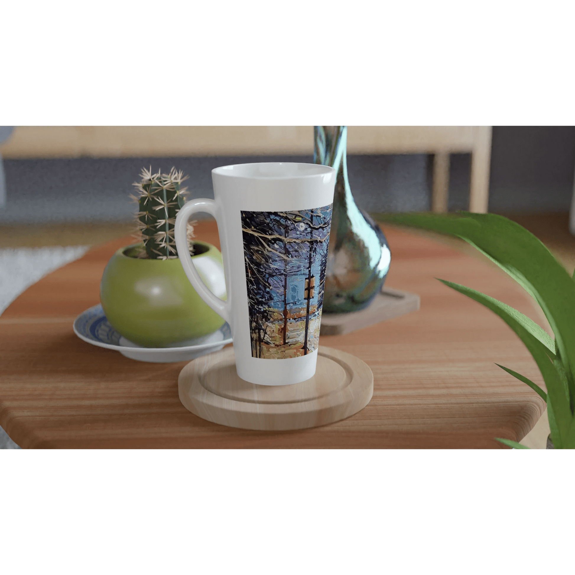 Busy streets - White Latte 17oz Ceramic Mug - eduardgurevich