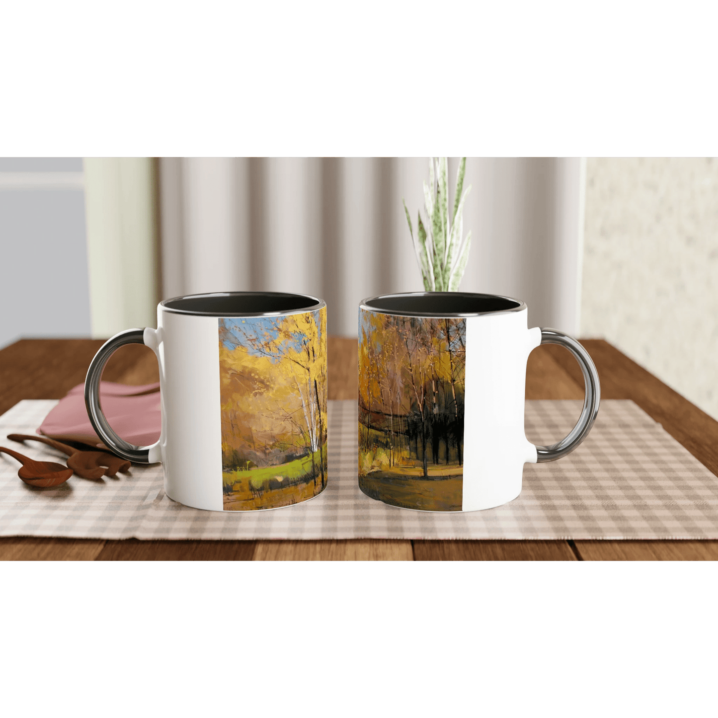 Disconnected - White 11oz Ceramic Mug with Color Inside - eduardgurevich