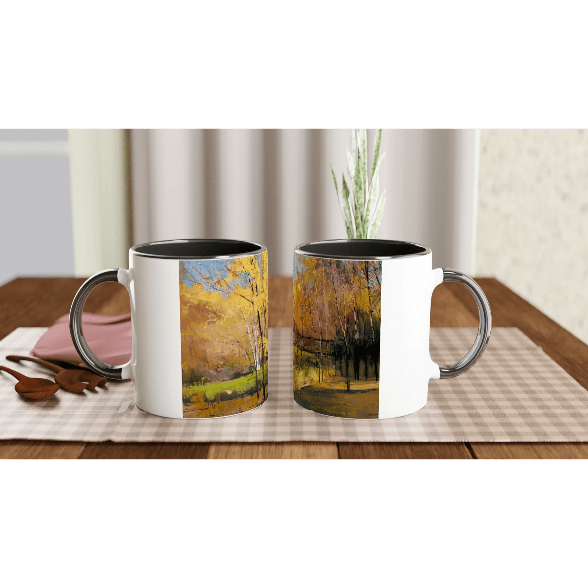 Disconnected - White 11oz Ceramic Mug with Color Inside - eduardgurevich