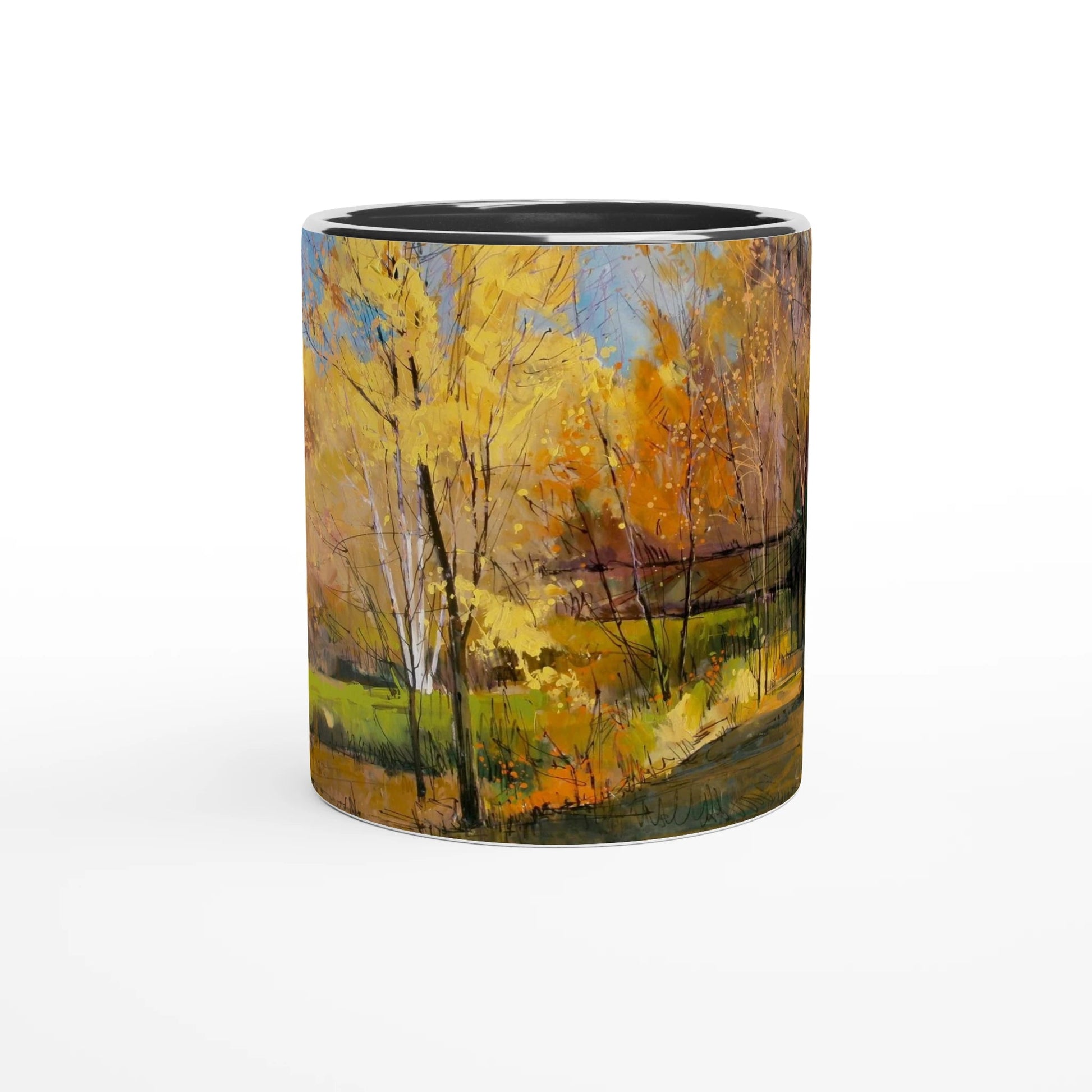 Disconnected - White 11oz Ceramic Mug with Color Inside - eduardgurevich