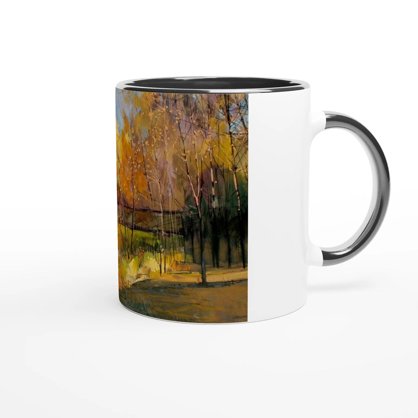 Disconnected - White 11oz Ceramic Mug with Color Inside - eduardgurevich