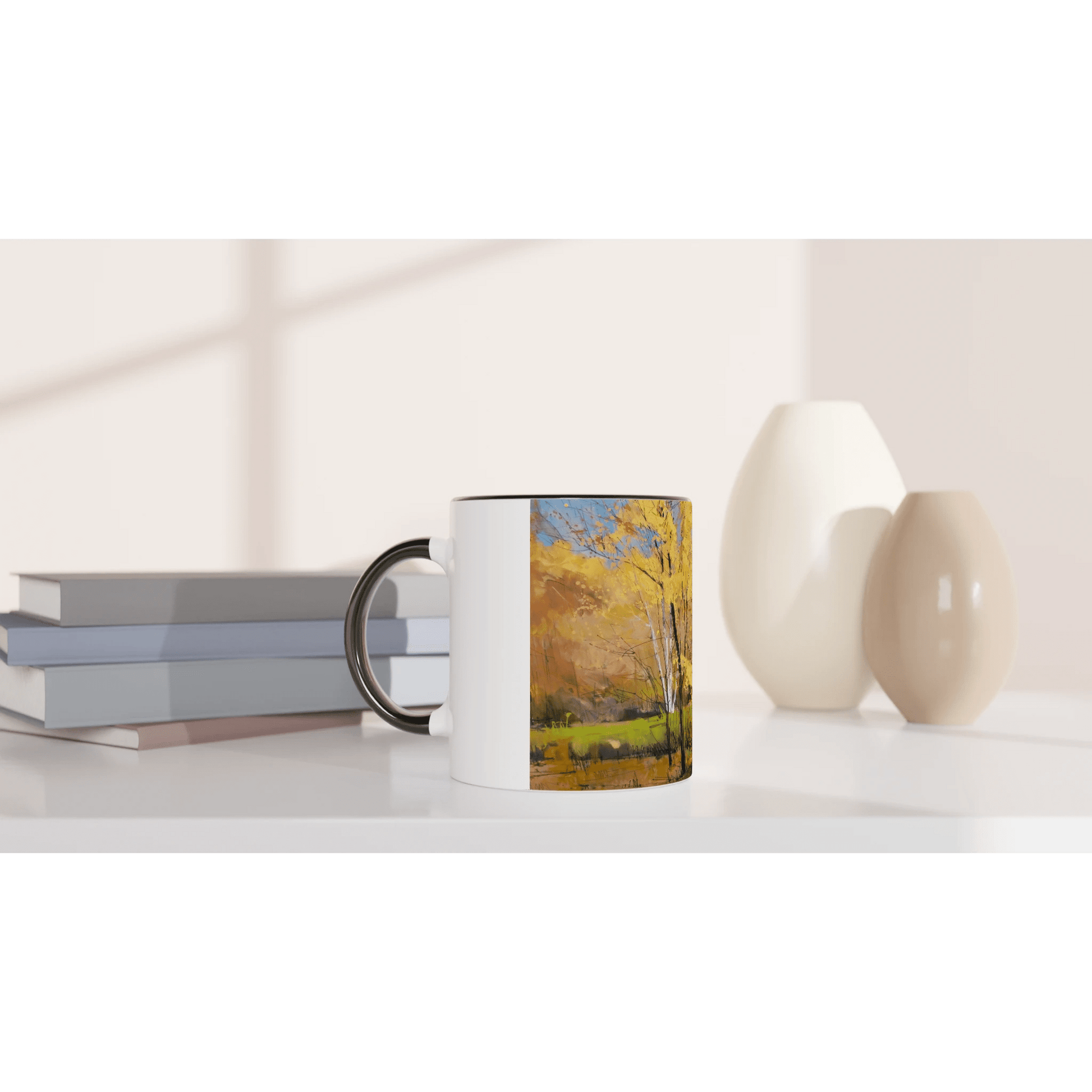 Disconnected - White 11oz Ceramic Mug with Color Inside - eduardgurevich