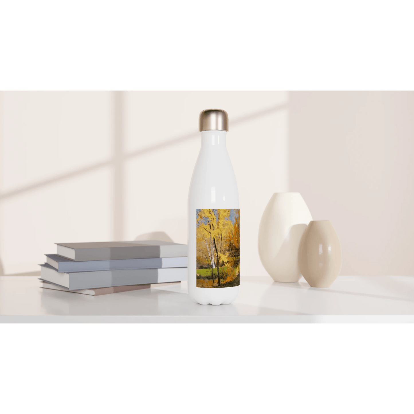 Disconnected - White 17oz Stainless Steel Water Bottle - eduardgurevich