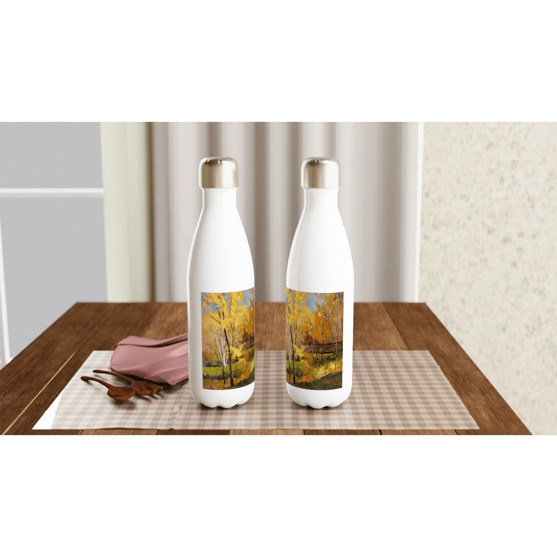 Disconnected - White 17oz Stainless Steel Water Bottle - eduardgurevich