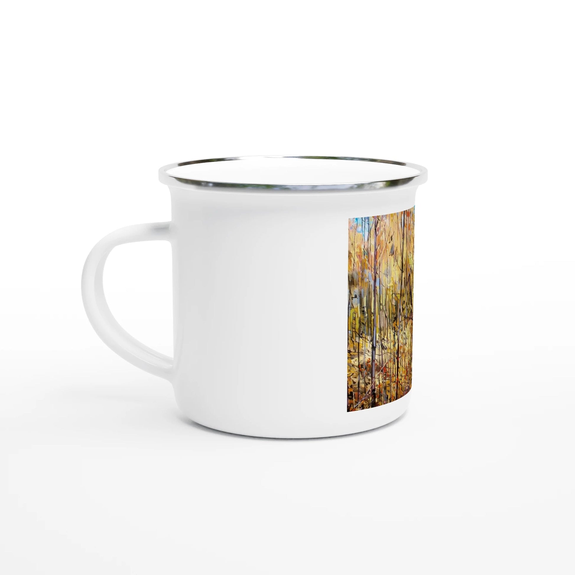 First trip - White 12oz Enamel Mug - eduardgurevich