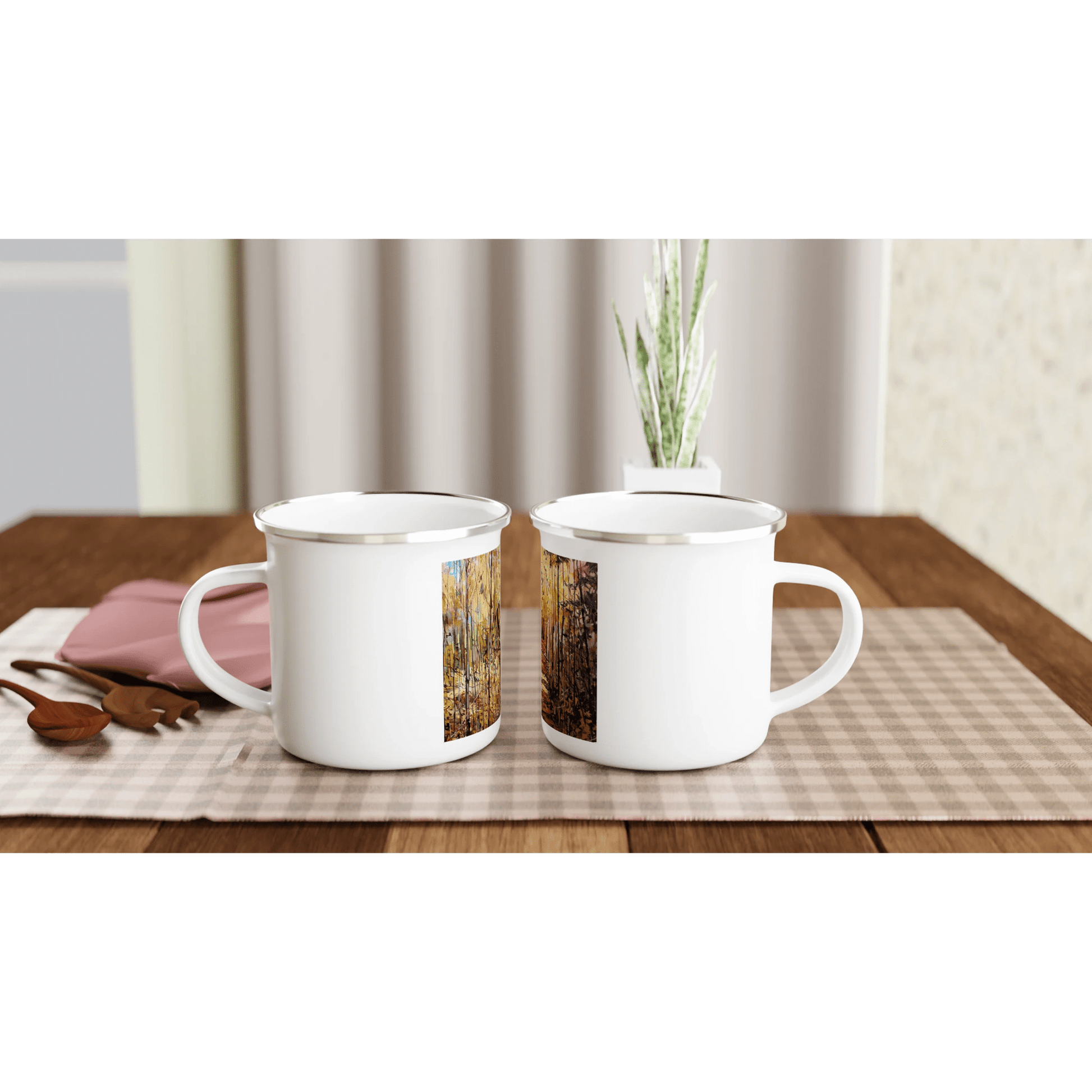 First trip - White 12oz Enamel Mug - eduardgurevich