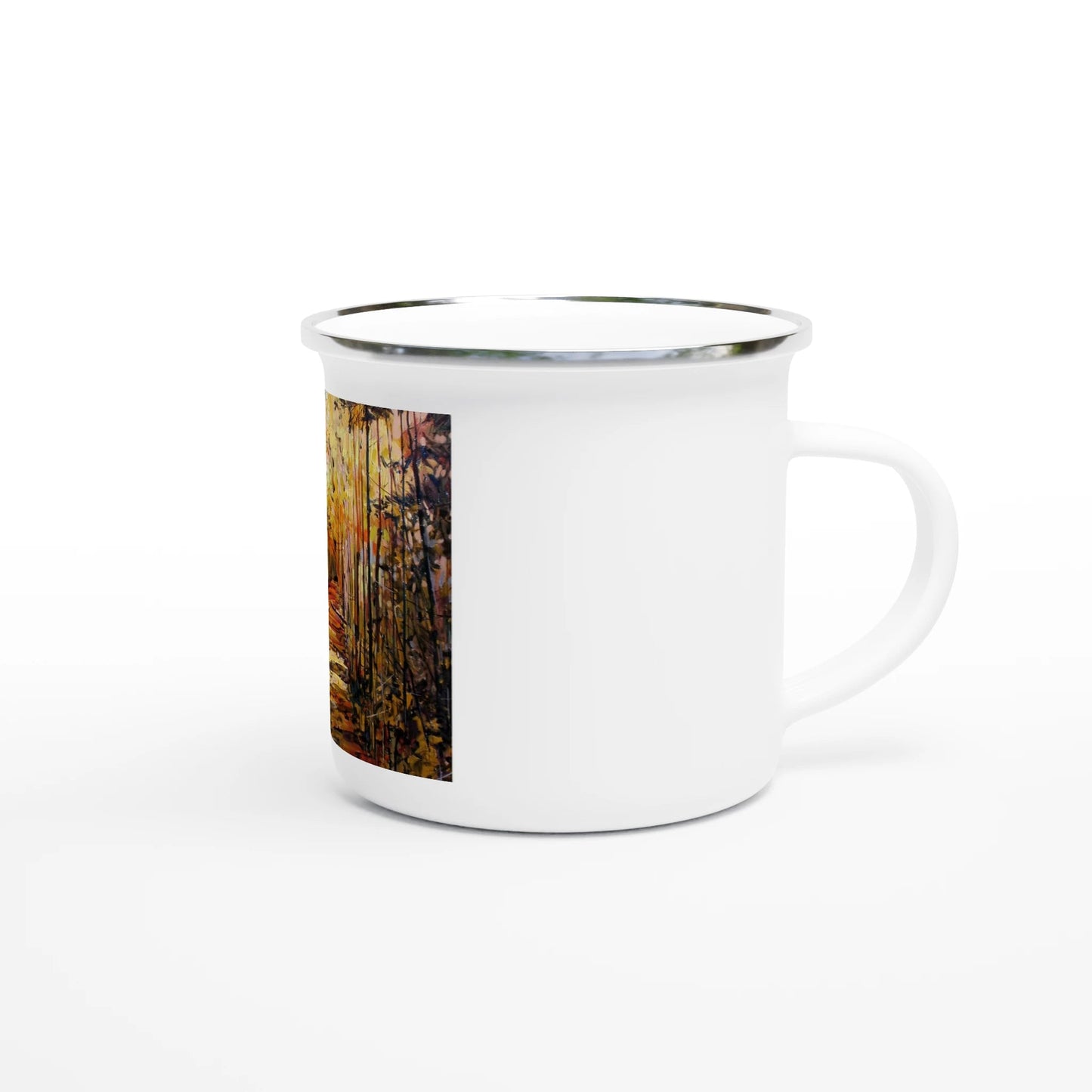 First trip - White 12oz Enamel Mug - eduardgurevich