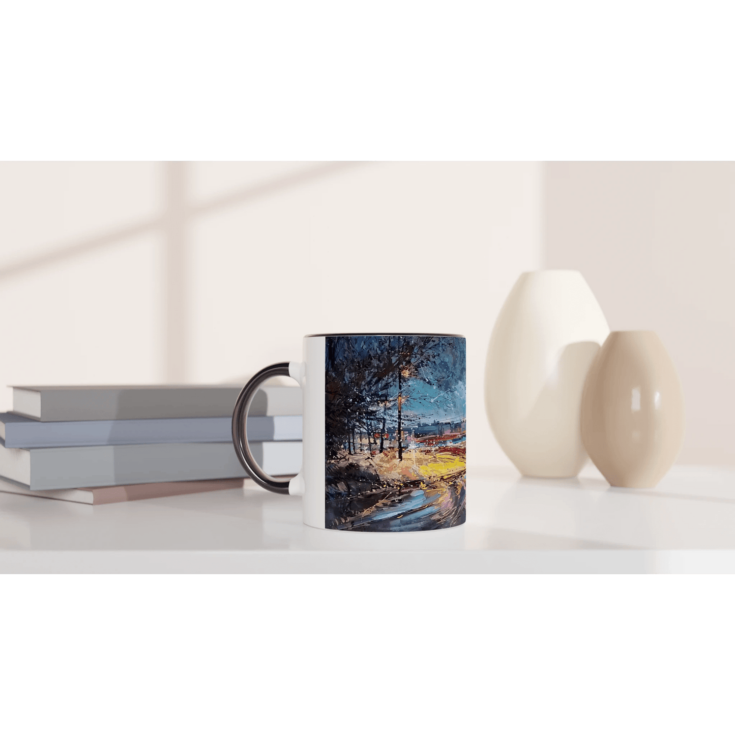 Fourth dimension - White 11oz Ceramic Mug with Color Inside - eduardgurevich