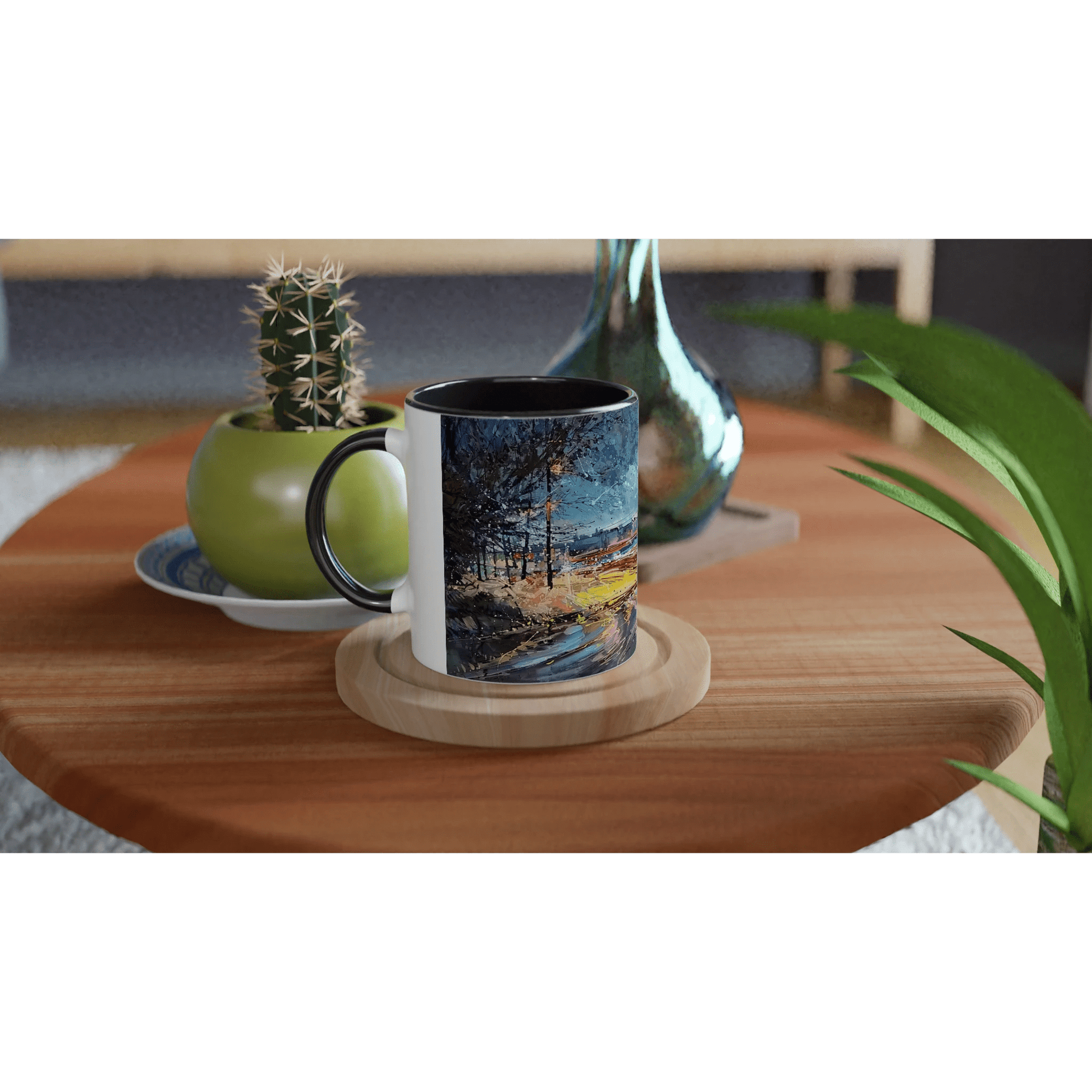 Fourth dimension - White 11oz Ceramic Mug with Color Inside - eduardgurevich