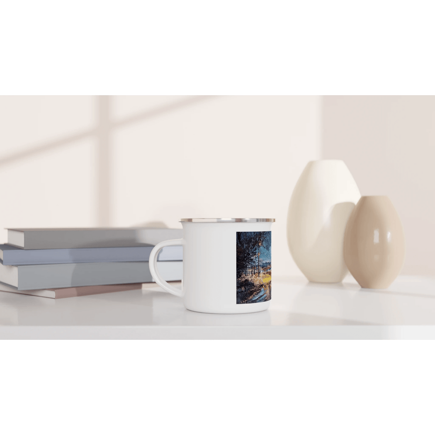 Fourth dimension - White 12oz Enamel Mug - eduardgurevich