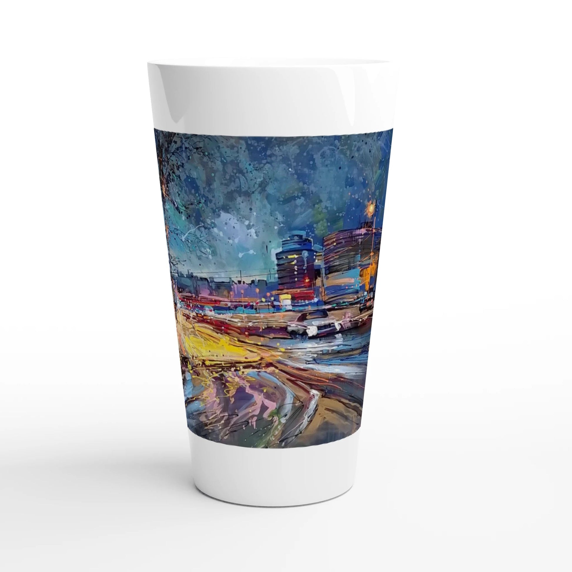 Fourth dimension - White Latte 17oz Ceramic Mug - eduardgurevich