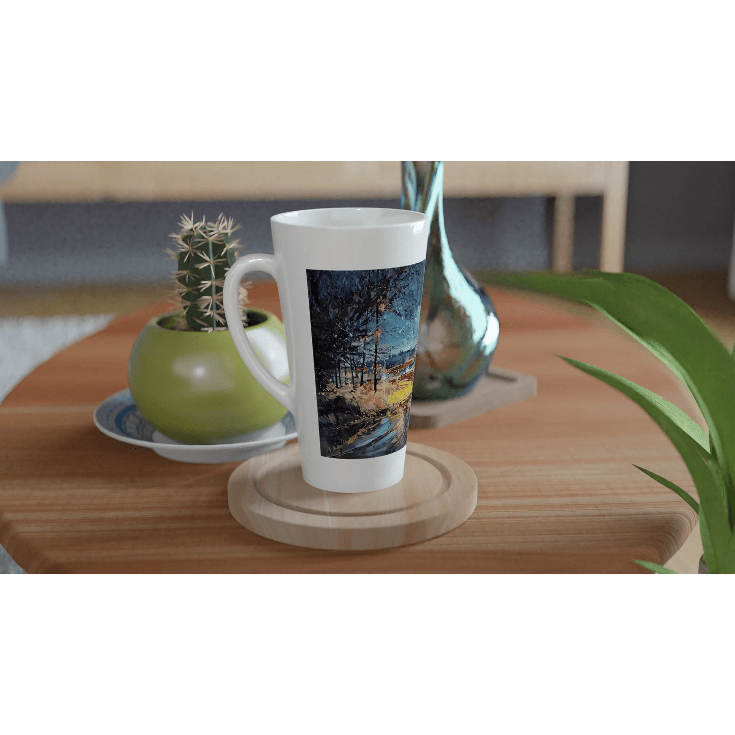 Fourth dimension - White Latte 17oz Ceramic Mug - eduardgurevich