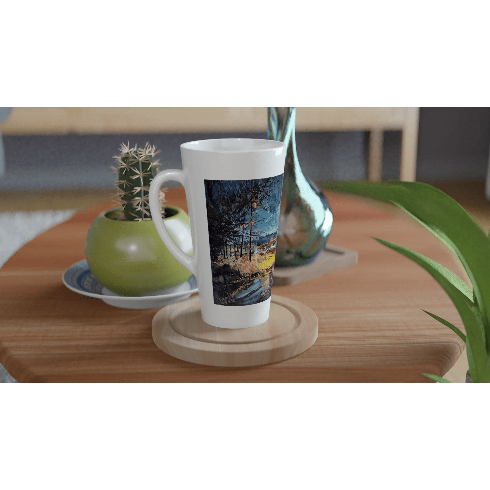 Fourth dimension - White Latte 17oz Ceramic Mug - eduardgurevich