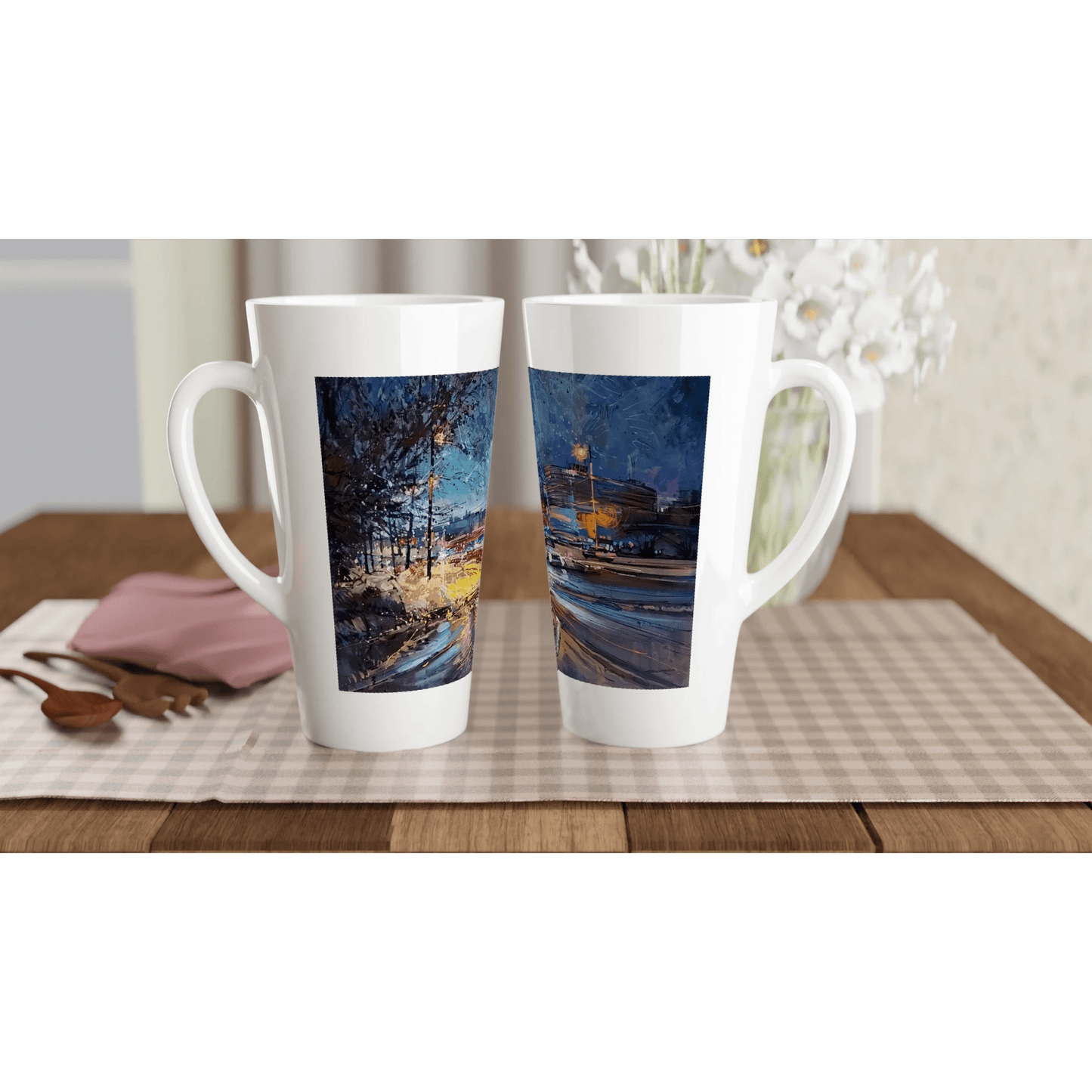 Fourth dimension - White Latte 17oz Ceramic Mug - eduardgurevich