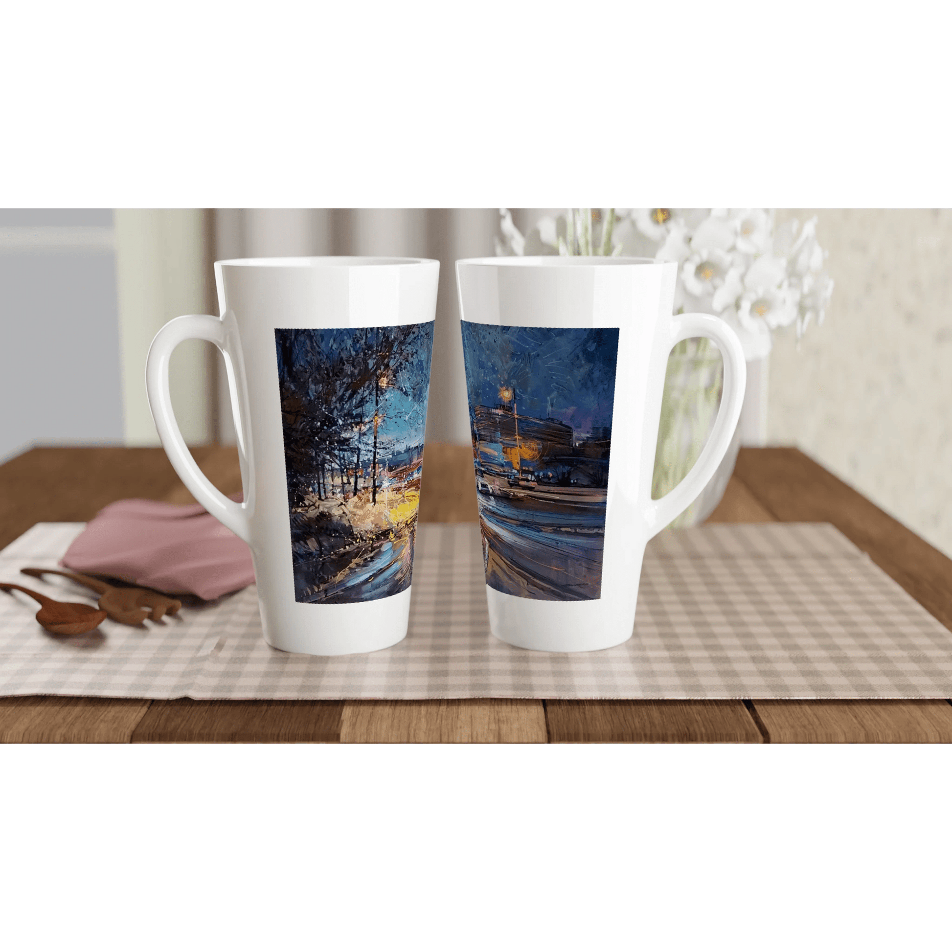 Fourth dimension - White Latte 17oz Ceramic Mug - eduardgurevich
