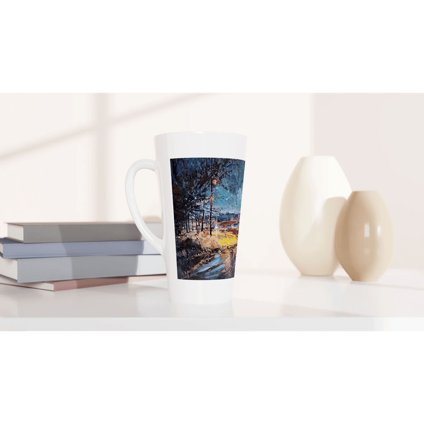 Fourth dimension - White Latte 17oz Ceramic Mug - eduardgurevich