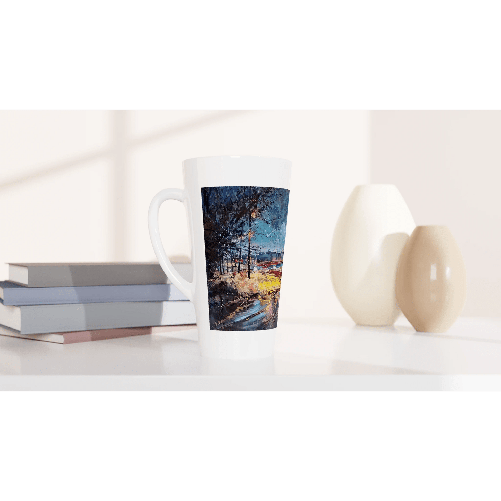 Fourth dimension - White Latte 17oz Ceramic Mug - eduardgurevich