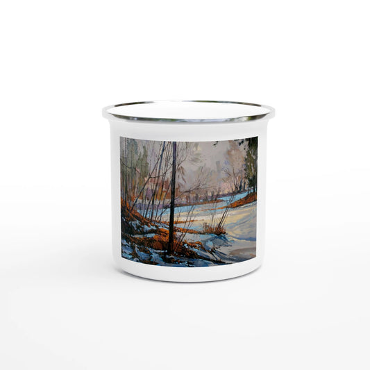 Frozen once again - White 12oz Enamel Mug - eduardgurevich