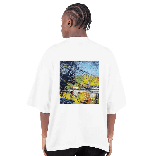 Golden triangle - Men's Oversized Drop - Shoulder Crewneck T-Shirt | Shaka Wear SHGDD - eduardgurevich S White
