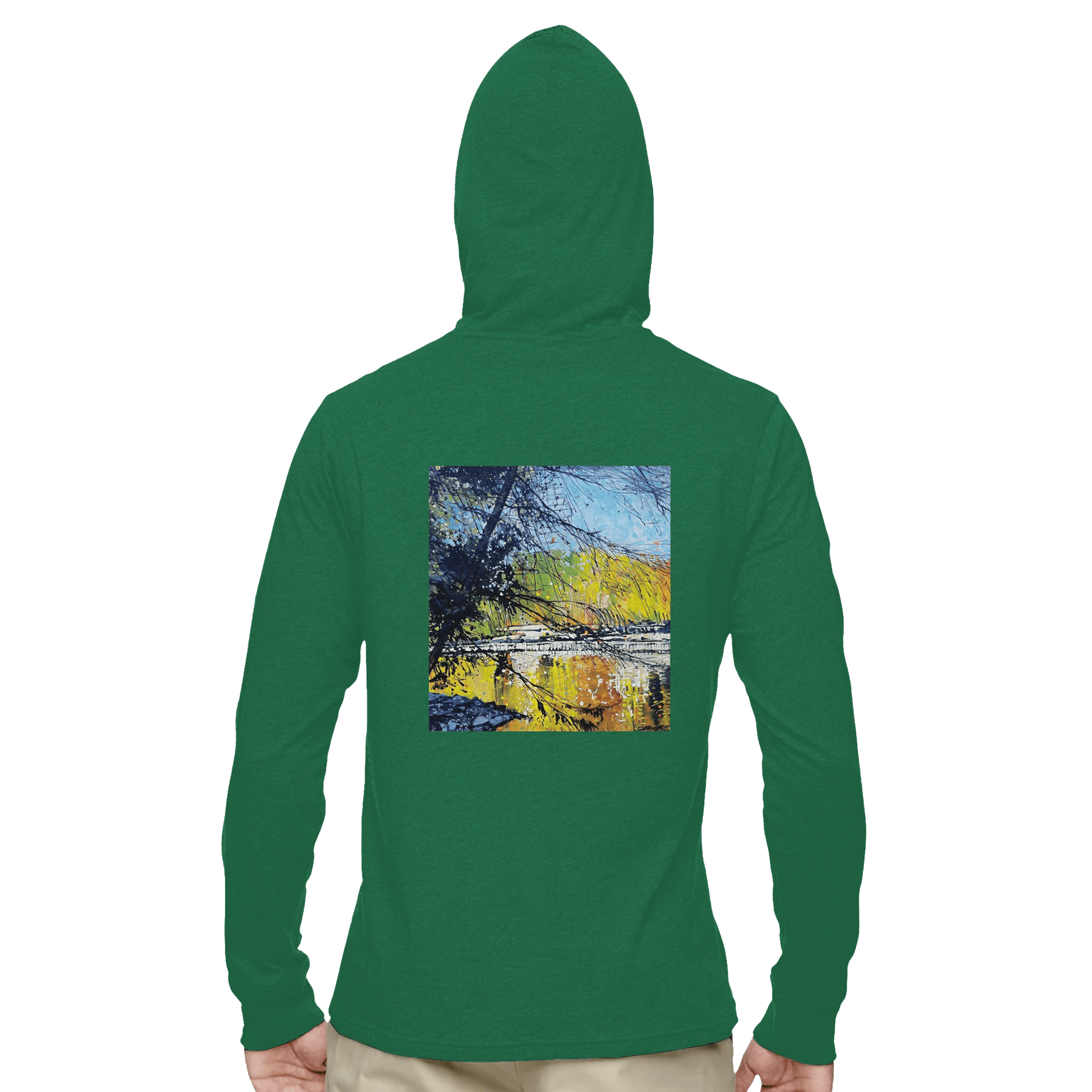 Golden triangle - Unisex Eco Blend Long - Sleeve Pullover Hooded T-Shirt | Econscious EC1085 - eduardgurevich S