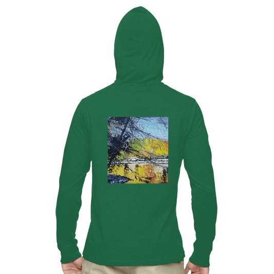 Golden triangle - Unisex Eco Blend Long - Sleeve Pullover Hooded T-Shirt | Econscious EC1085 - eduardgurevich S