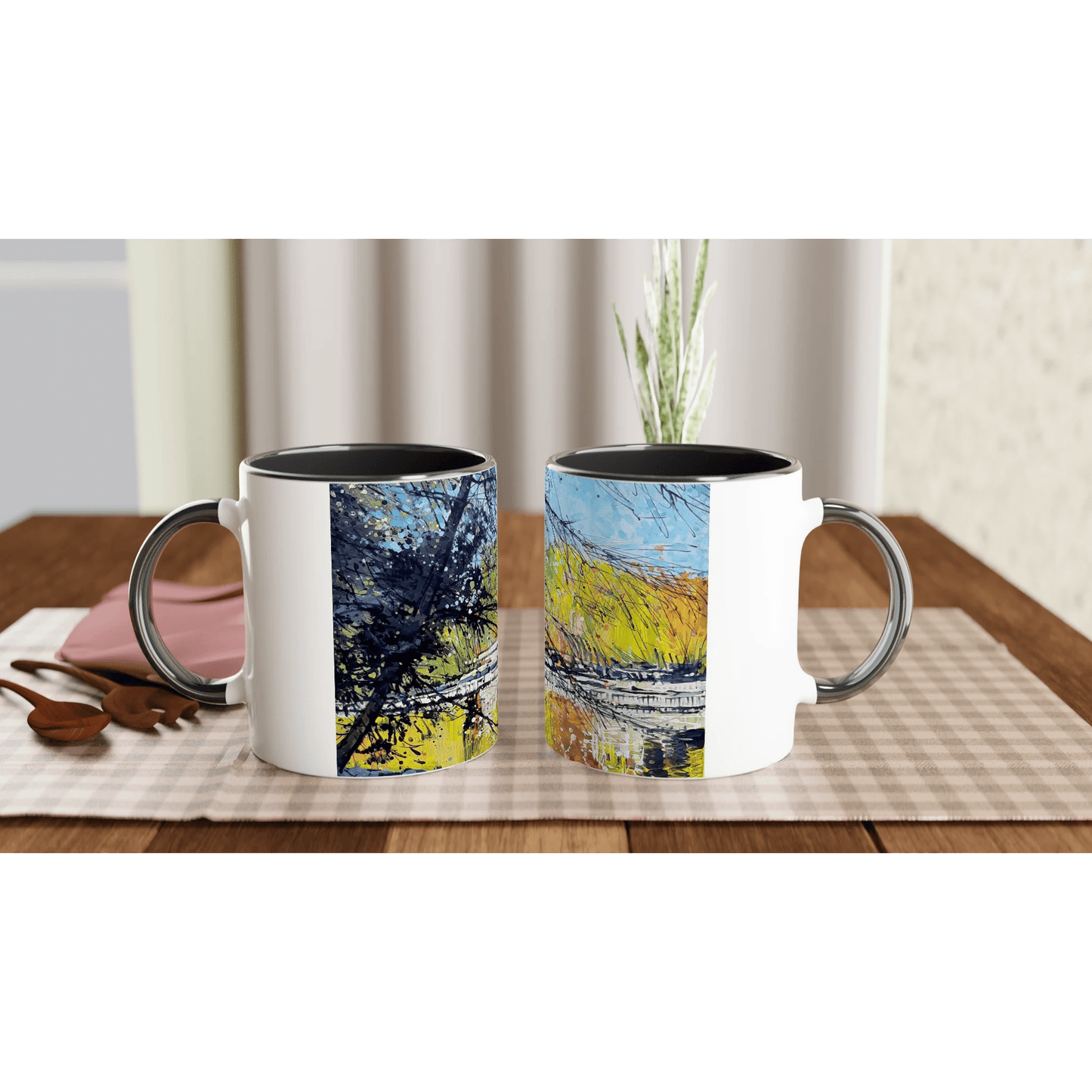 Golden triangle - White 11oz Ceramic Mug with Color Inside - eduardgurevich