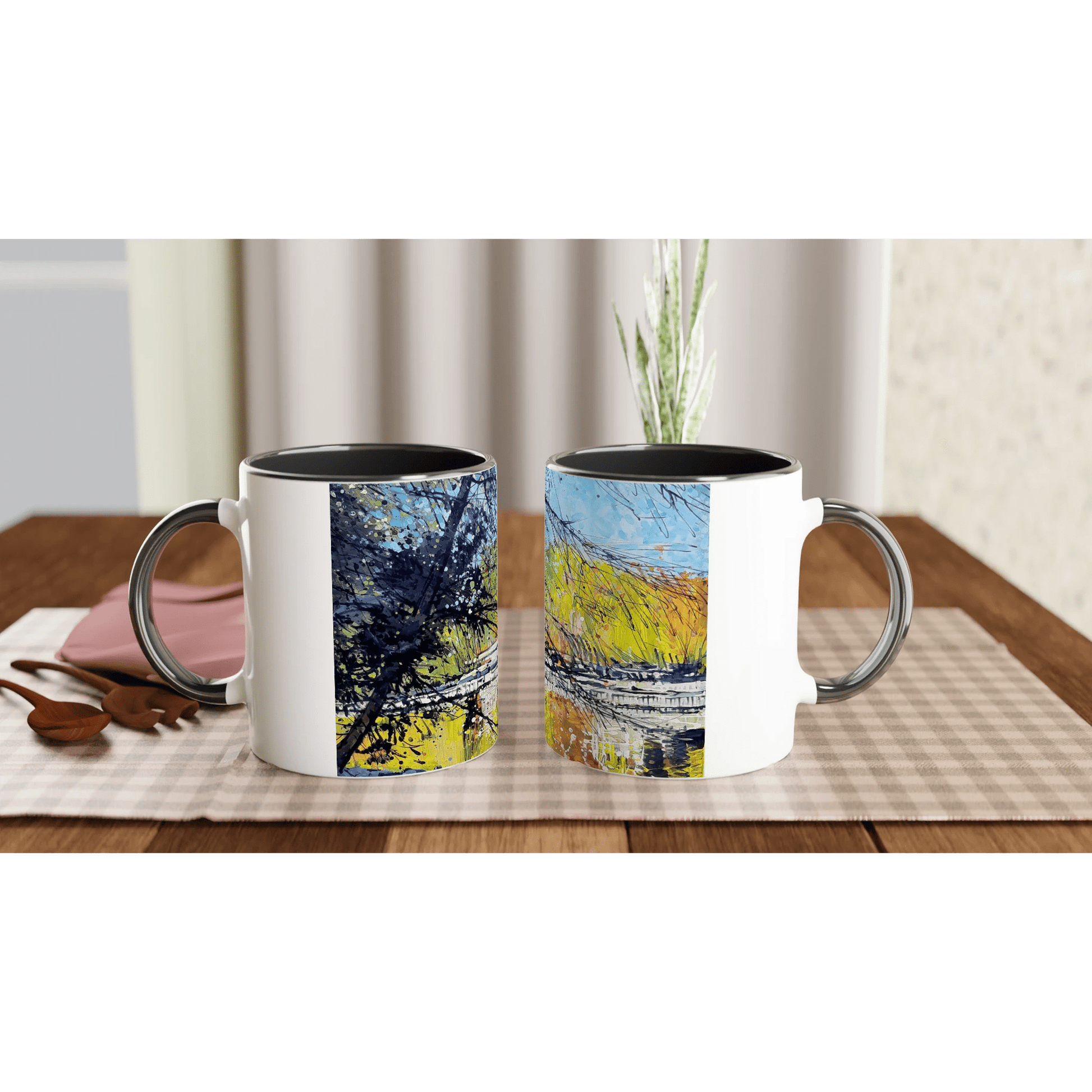 Golden triangle - White 11oz Ceramic Mug with Color Inside - eduardgurevich